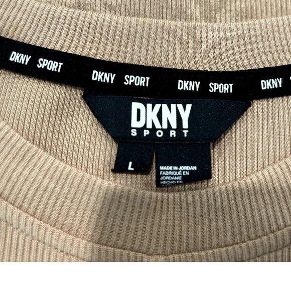DKNY Sport Womens Rib-Knit Twist-Hem Fitted Tank Top Beige Size Large Crewneck - Picture 6 of 7